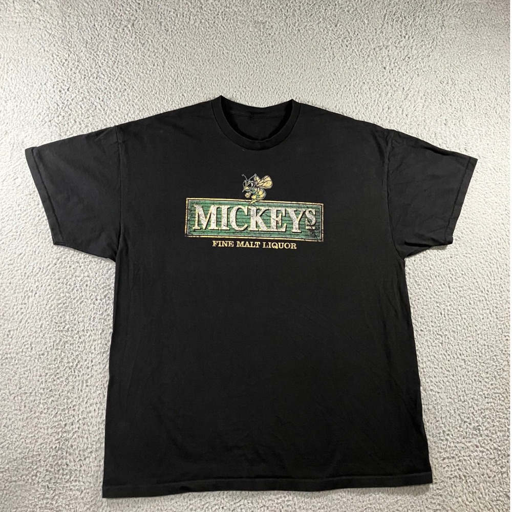 Mickeys Fine Malt Liquor T-Shirt Men 2XL Black Graphic Beer Retro Baggy Grunge